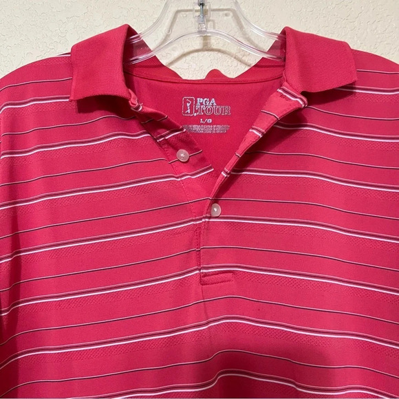 PGA Tour Mens Coral Button Up Collar Golf Shirt Size Large - Picture 4 of 12